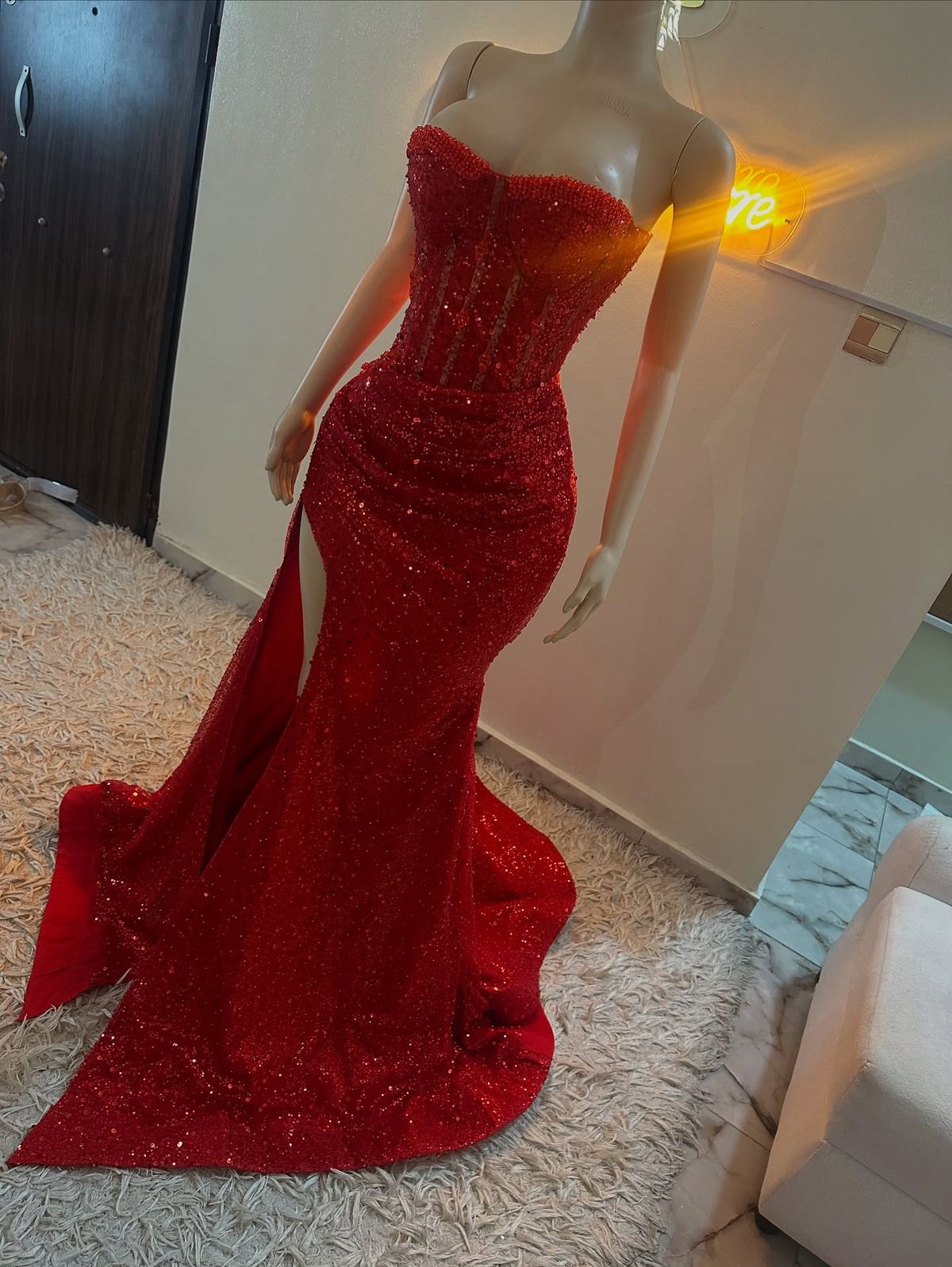 Stunning Mermaid Sweetheart Red Slit Sequin Prom Dress Inspiration Prom Dress Princess Graduation Dress