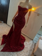 Stunning Mermaid Sweetheart Red Slit Sequin Prom Dress Inspiration Prom Dress Princess Graduation Dress