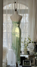 Stunning Mint Green One Shoulder Chiffon Beaded Bias-cut Skirt Prom Dress