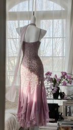 Stunning Purple Chiffon Beaded Prom Dress