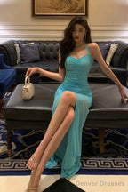 Stunning Sheath Halter Blue Date Night Dress Prom Dresses Birthday Outfit