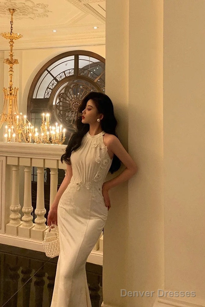 Stunning Sheath Jewel Neckline White Pleated Prom Dresses Birthday Outfit Secondary image