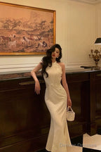 Stunning Sheath Jewel Neckline White Pleated Prom Dresses Birthday Outfit