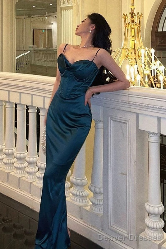 Stunning Sheath Spaghetti Straps Navy Blue Date Night Dress Ruffles Prom Dresses Birthday Outfit Secondary image