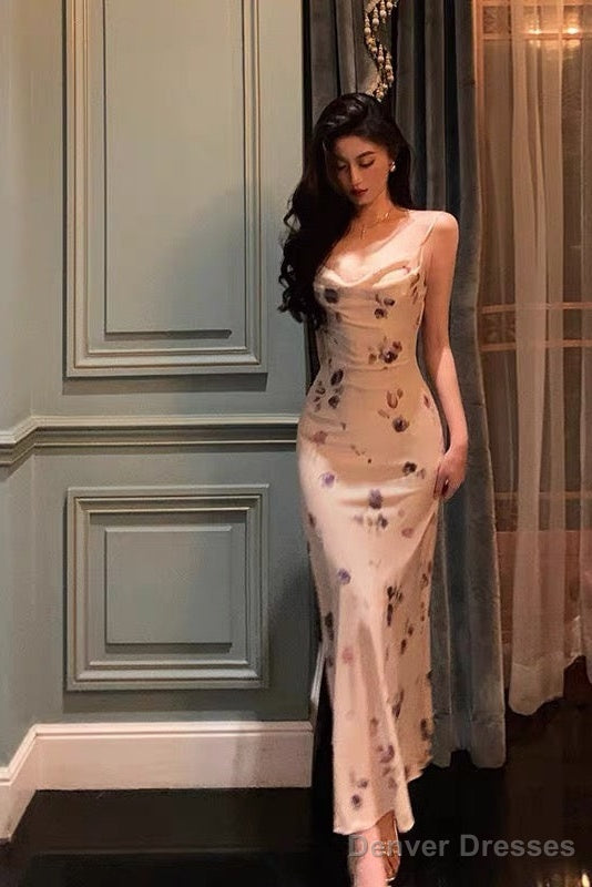 Stunning Sheath Spaghetti Straps Sleeveless Floral Date Night Dress Prom Dresses Birthday Party Outfit Main image