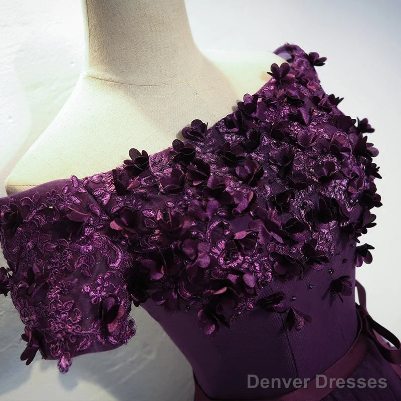 Stylish Dark Purple High Low Formal Dress , Cute Party Dresses, Purple Homecoming Dress Secondary image