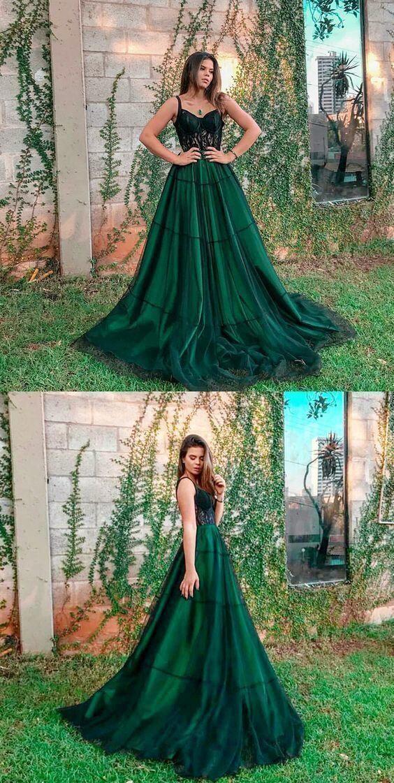 Stylish Green Tulle Long Prom Dress, Green Evening Dress