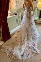 Stylish Lace Long A Line Prom Dress Evening Dress