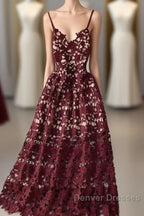 Stylish V Neck Lace Dress A Line Party Dress Long Prom Dress,Sexy Party Dress