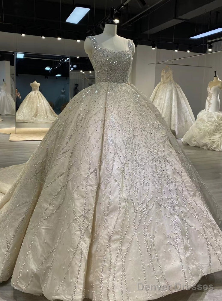 Super Luxury Beading Sequins Straps Wedding Dress Main image