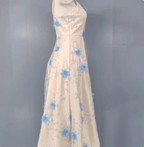 Sweet A-Line 3D Floral Embroidery Tulle Long Prom Dress Evening Dress