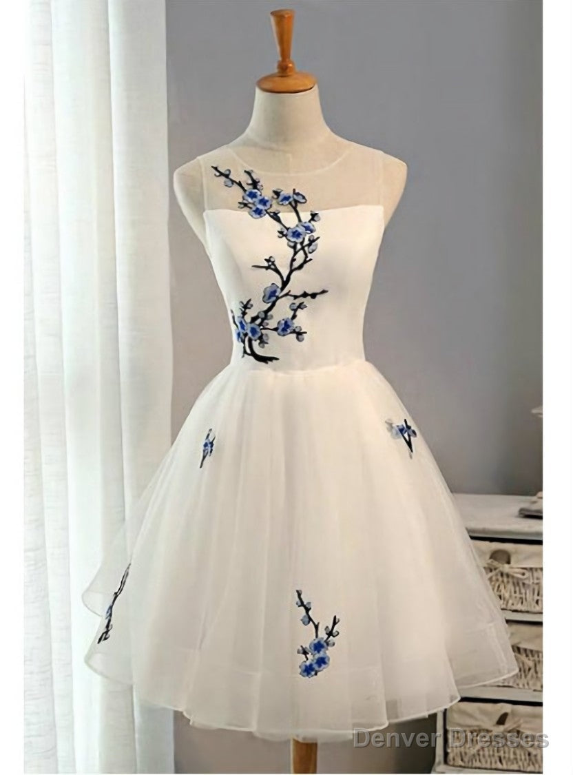 Sweet A-line Scoop Short Mini Tulle Short Prom Dress Homecoming Dresses Main image