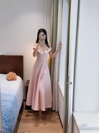 Sweet And Elegant Pink A-Line Off-Shoulder Satin Prom Dress Evening Dress