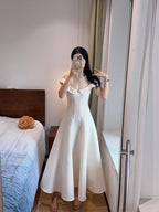 Sweet And Elegant Pink A-Line Off-Shoulder Satin Prom Dress Evening Dress