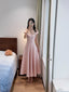 Sweet And Elegant Pink A-Line Off-Shoulder Satin Prom Dress Evening Dress