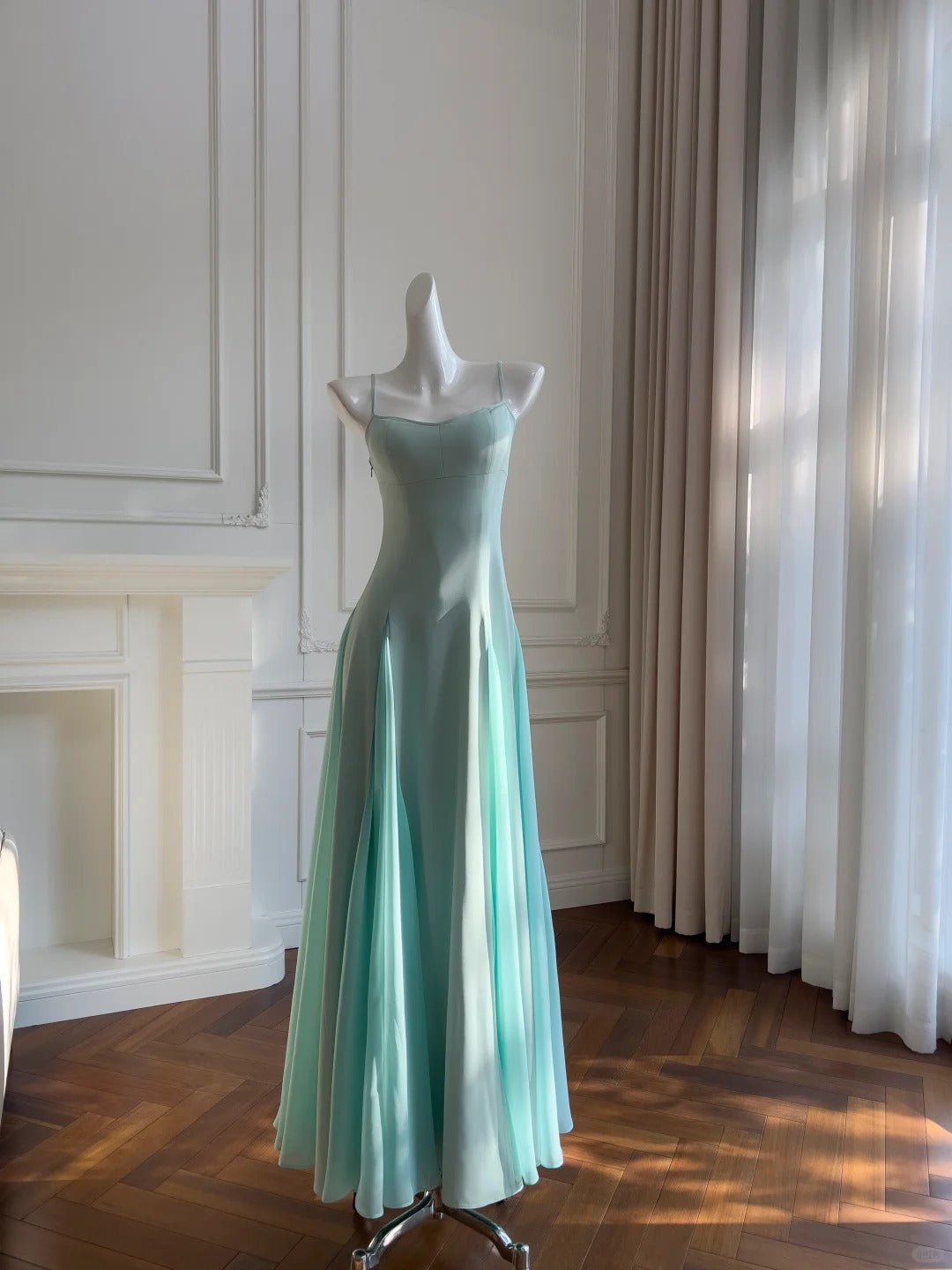 Sweet A-Line Strap Chiffon Long Prom Dress Evening Dress Main image