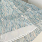 Sweet Blue And White Gradient A-Line Halter Neck Chiffon Long Prom Dress Evening Dress