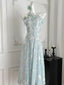Sweet Blue And White Gradient A-Line Halter Neck Chiffon Long Prom Dress Evening Dress