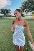 Sweet Blue Strapless Homecoming Dress Short Party Dress