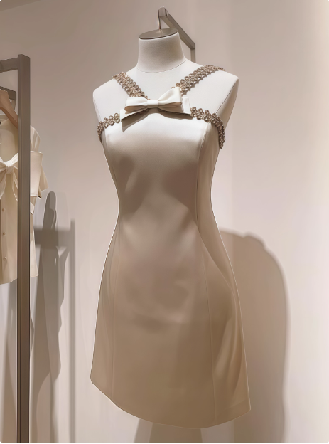 Sweet Bow Satin Slim Birthday Short Skirt Homecoming Dress Secondary image