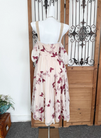 Sweet Butterfly Printed Strap Puff Sleeve Midi-Length Tulle Prom Dress Evening Dress