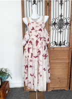 Sweet Butterfly Printed Strap Puff Sleeve Midi-Length Tulle Prom Dress Evening Dress