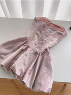 Sweet French Beaded Button Sleeveless Tube Top Jacquard Birthday Short Skirt Homecoming Dress