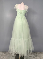 Sweet Green A Line Tulle Long Prom Dress Evening Dress Bridesmaid Dress