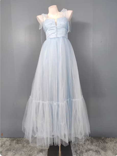 Sweet Green A Line Tulle Long Prom Dress Evening Dress Bridesmaid Dress
