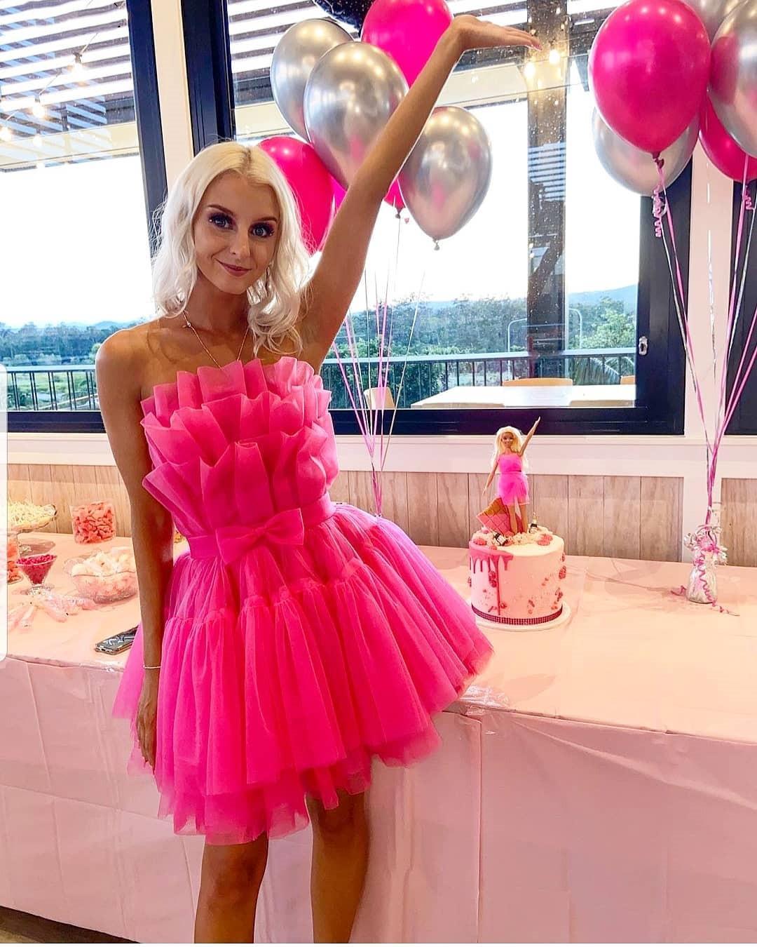Sweet Hot Pink Tulle Ruffles Homecoming Dress Mini Party Dress Main image
