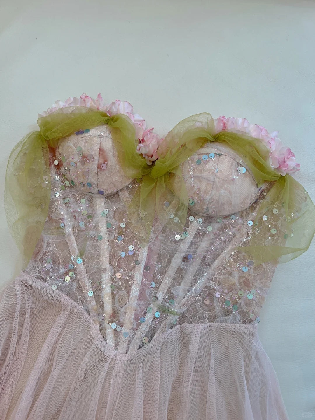 Sweet Pink A-Line Suspenders Sequined Tulle Long Prom Dress Evening Dress Bridesmaid Dress