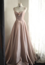 Sweet Pink A-Line V-Neck Sequined Long Prom Dress Evening Dress Bridesmaid Dress