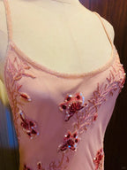 Sweet Pink Sequined Beaded Halter Chiffon Long Prom Dress Evening Dress