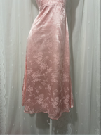 Sweet Pink Spaghetti Strap Embroidered Jacquard Satin Prom Dress Evening Dress