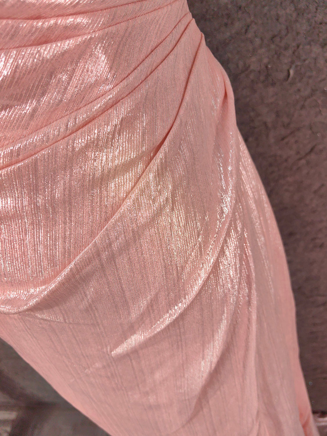 Sweet Pink Spaghetti Strap V-Neck Ruffled Open Back Satin Train Prom Dress Evening Dress Bridesmaid Dress
