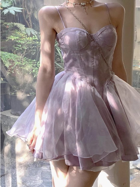 Sweet Purple Princess Puffy Strapless Homecoming Dress Secondary image