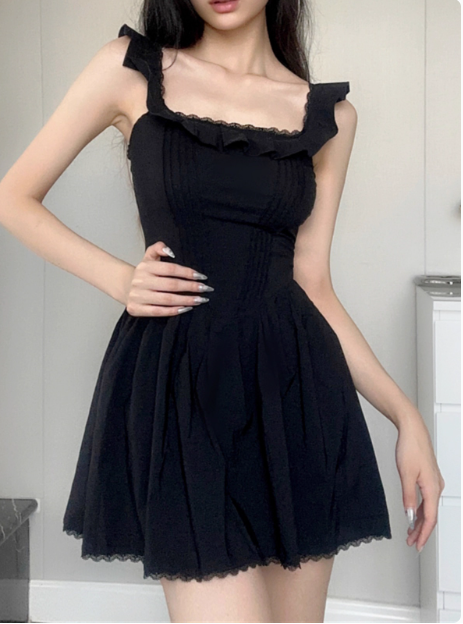 Sweet Square Neck Pleated Lace Waist 17Th Birthday Homecoming Dress