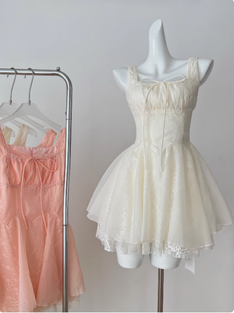 Sweet Suspender Square Neck Tie Mesh Puffy Birthday Skirt Homecoming Dress Secondary image