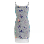 Sweet Suspenders Light Blue Bow Sequined Birthday Skirt Homecoming Dress