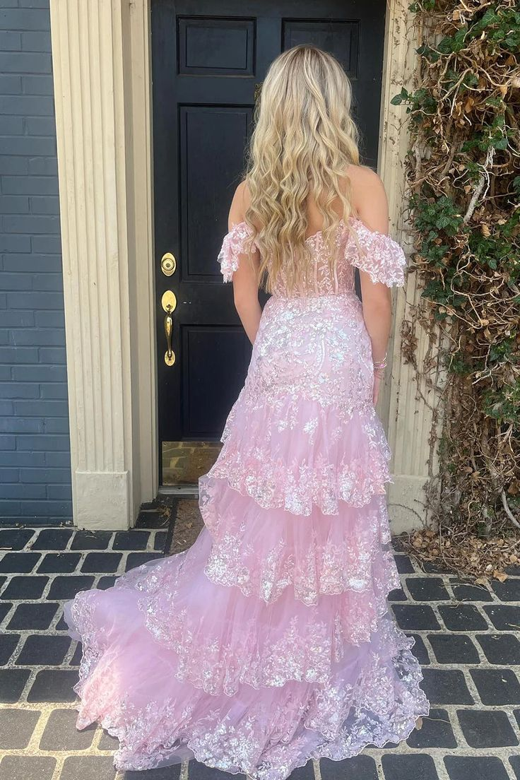 Sweet Tulle Prom Dress Ruffles Pleated Pink Birthday Outfit