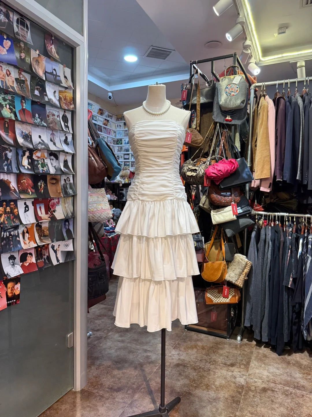 Sweet White A-Line Strapless Pleated Satin Prom Dress Evening Dress Secondary image