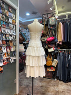 Sweet White A-Line Strapless Pleated Satin Prom Dress Evening Dress