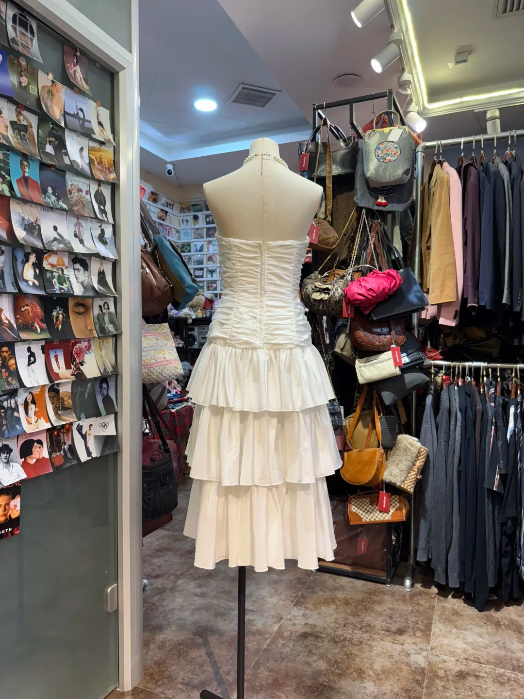 Sweet White A-Line Strapless Pleated Satin Prom Dress Evening Dress