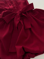 Sweet Burgundy Lapel Bow Bud Mini 17Th Birthday Dress Homecoming Dress