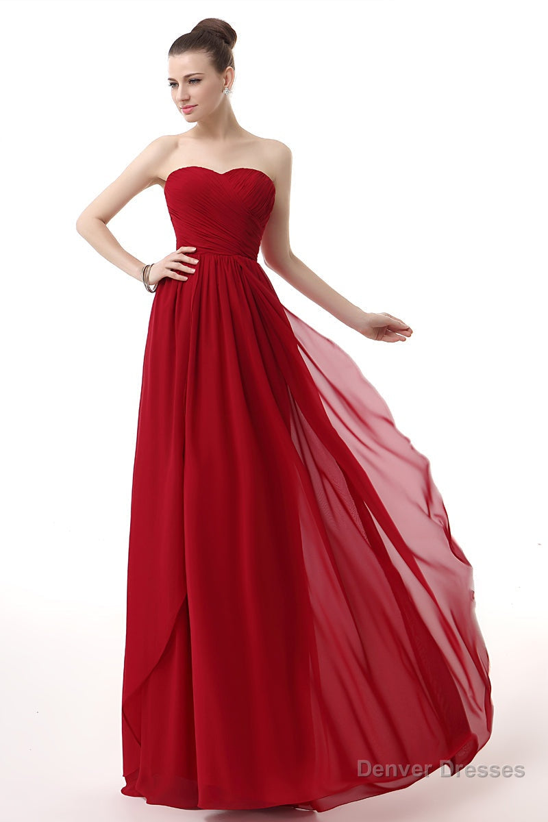 Sweetheart A-line Ruched Chiffon Long Prom Dresses Secondary image