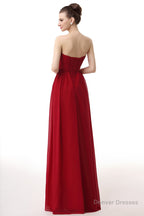 Sweetheart A-line Ruched Chiffon Long Prom Dresses