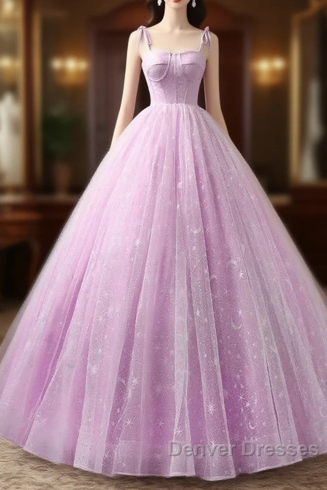 Sweetheart A-Line Tulle Long Prom Dress Sleeveless Quinceanera Dress