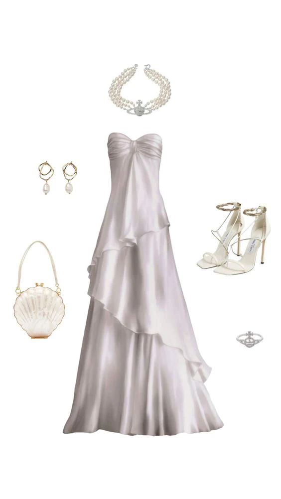 Sweetheart A Line White Long Prom Dress Party Dress
