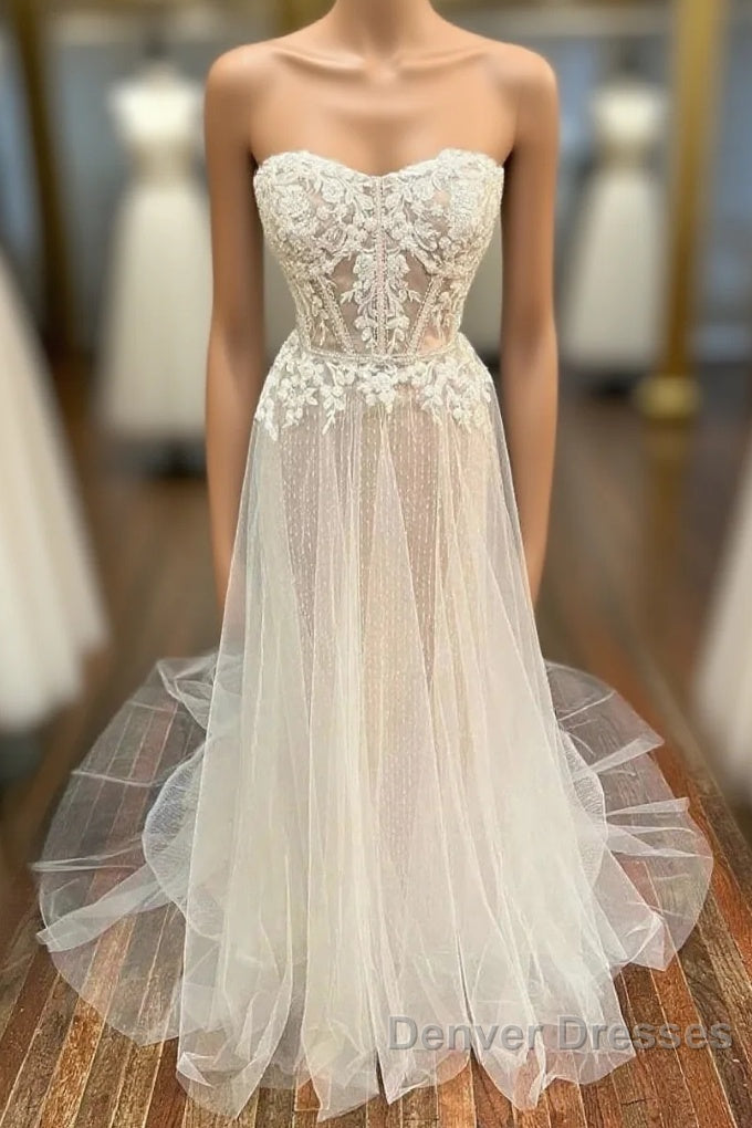 Sweetheart Appliques A-Line Long Wedding Dress Main image
