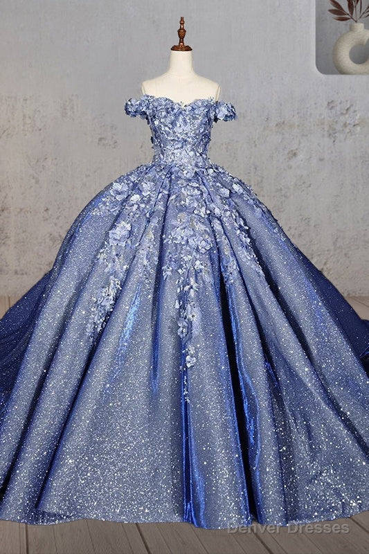 Sweetheart Ball Gown Off-the-shoulder Quinceanera Dresses with 3D Flower and Pearls Main image